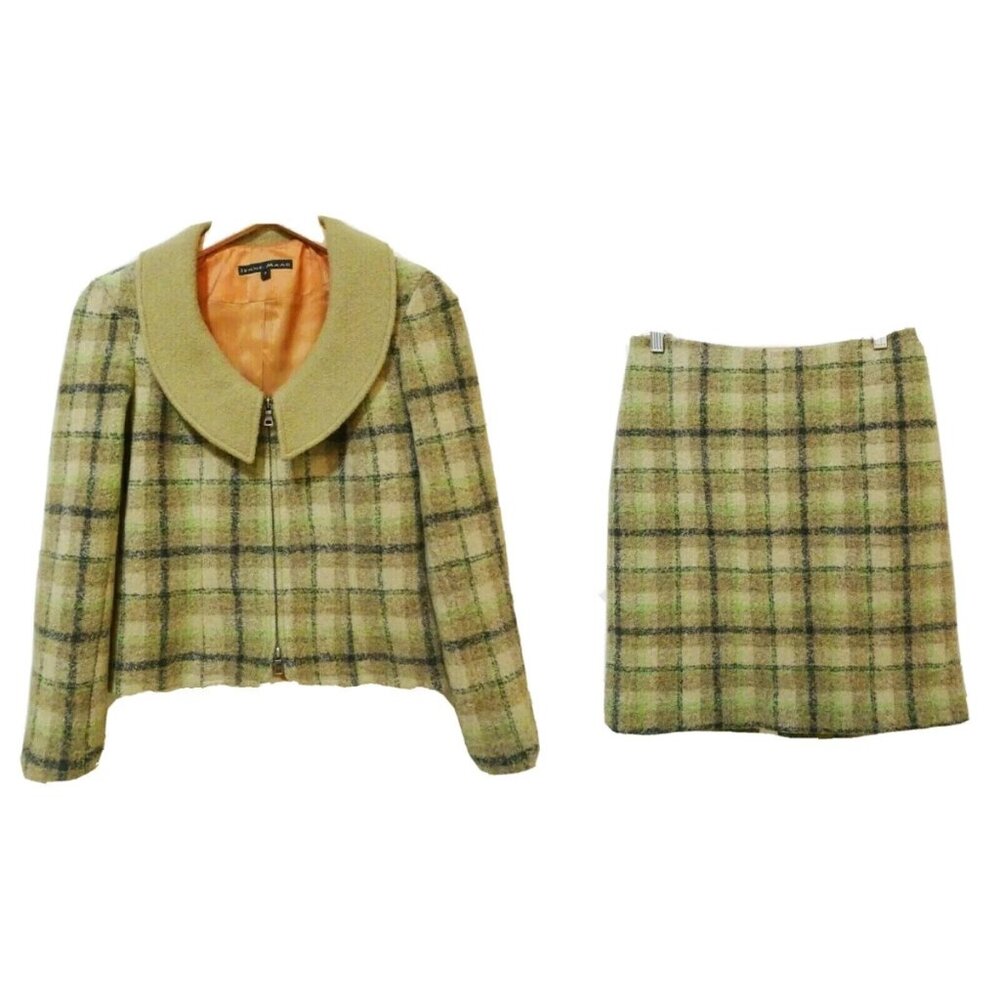 S Vtg 90s Jenne Maag Plaid Boucle Clueless Y2K Preppy Rich Girl Skirt Suit Set